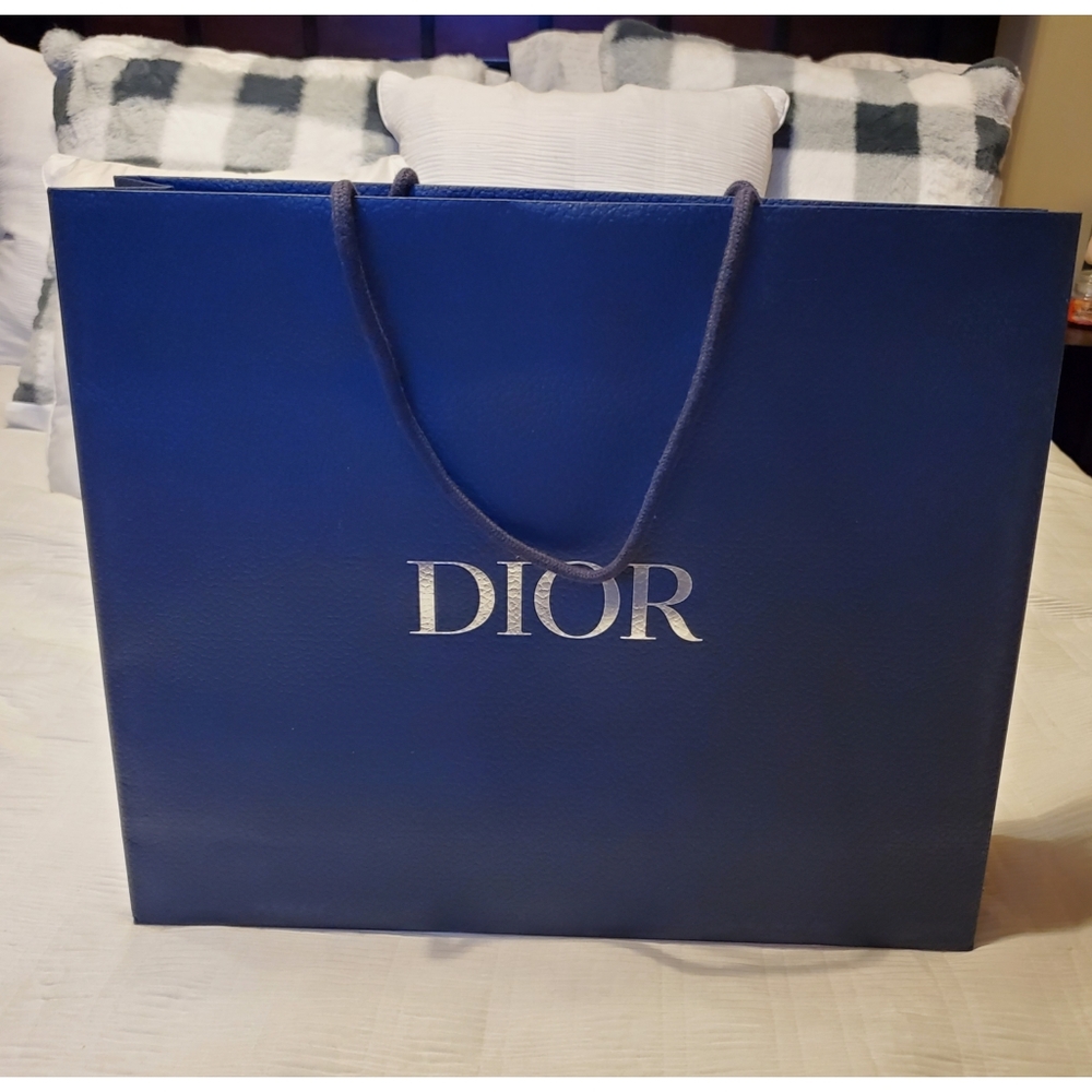 Dior Blue/Silver Dimpled shopping bag.